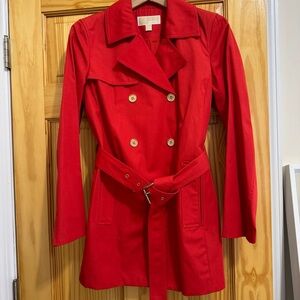 MICHAEL Michael Kors Red Double-Breasted Trench with Belt